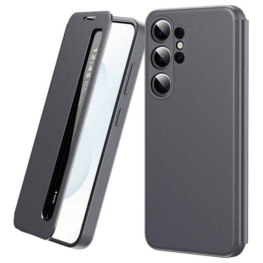 6601198976B-1 For Samsung Galaxy S26 Ultra Case Smart View Window Leather Phone Cover Grey Galaxy S26 Ultra by The Case Factory