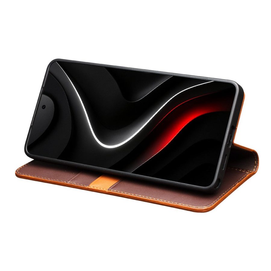 6601199205A-2 QIALINO For Samsung Galaxy S26+ Wallet Case Matte Genuine Leather Flip Phone Cover by The Case Factory
