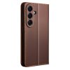 6601199205A-4 QIALINO For Samsung Galaxy S26+ Wallet Case Matte Genuine Leather Flip Phone Cover by The Case Factory