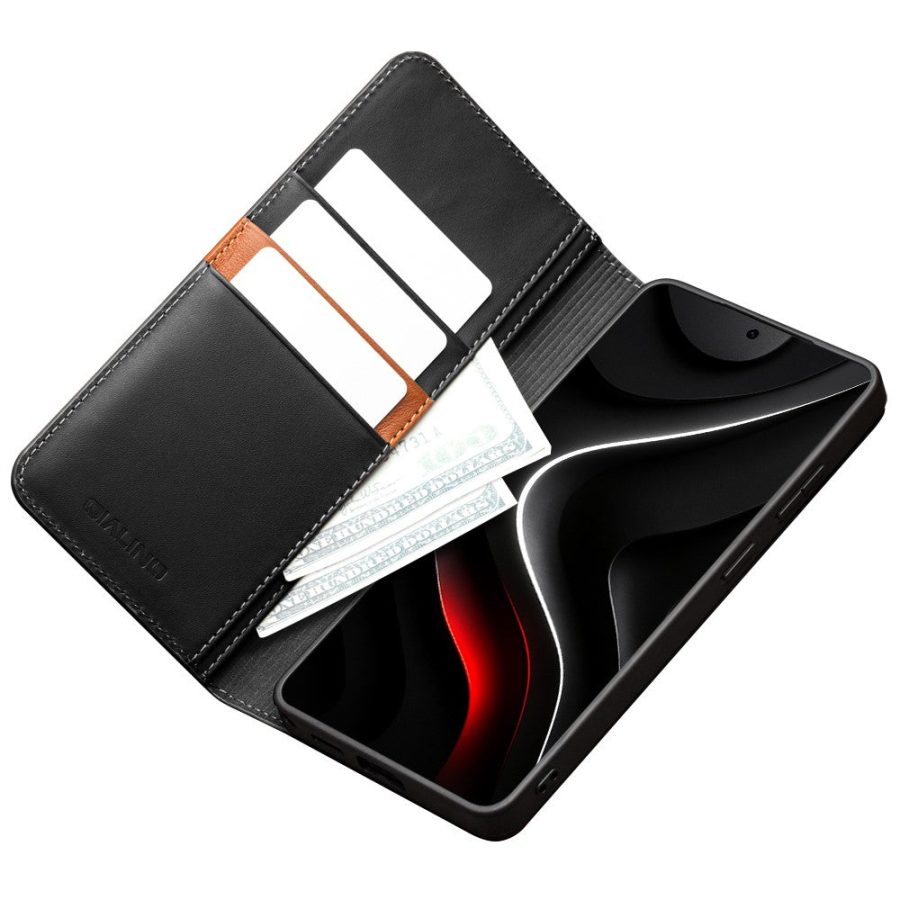 6601199206A-3 QIALINO For Samsung Galaxy S26 / S26 Pro Wallet Case Matte Genuine Leather Flip Phone Cover by The Case Factory