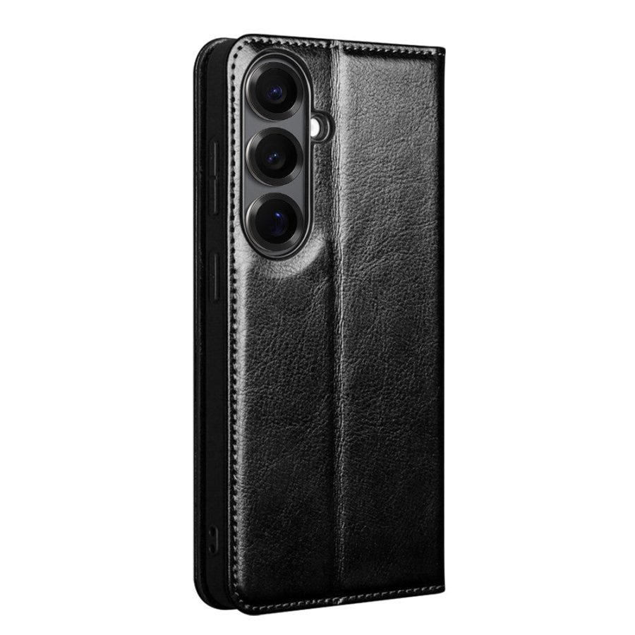 6601199213A-4 QIALINO For Samsung Galaxy S26 / S26 Pro Wallet Case Waxy Genuine Leather Flip Phone Cover by The Case Factory