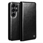 QIALINO For Samsung Galaxy S26 Ultra Wallet Case Waxy Genuine Leather Flip Phone Cover Black Galaxy S26 Ultra by The Case Factory