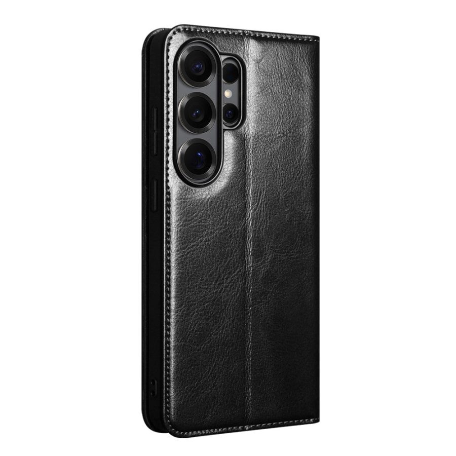 6601199214A-4 QIALINO For Samsung Galaxy S26 Ultra Wallet Case Waxy Genuine Leather Flip Phone Cover by The Case Factory