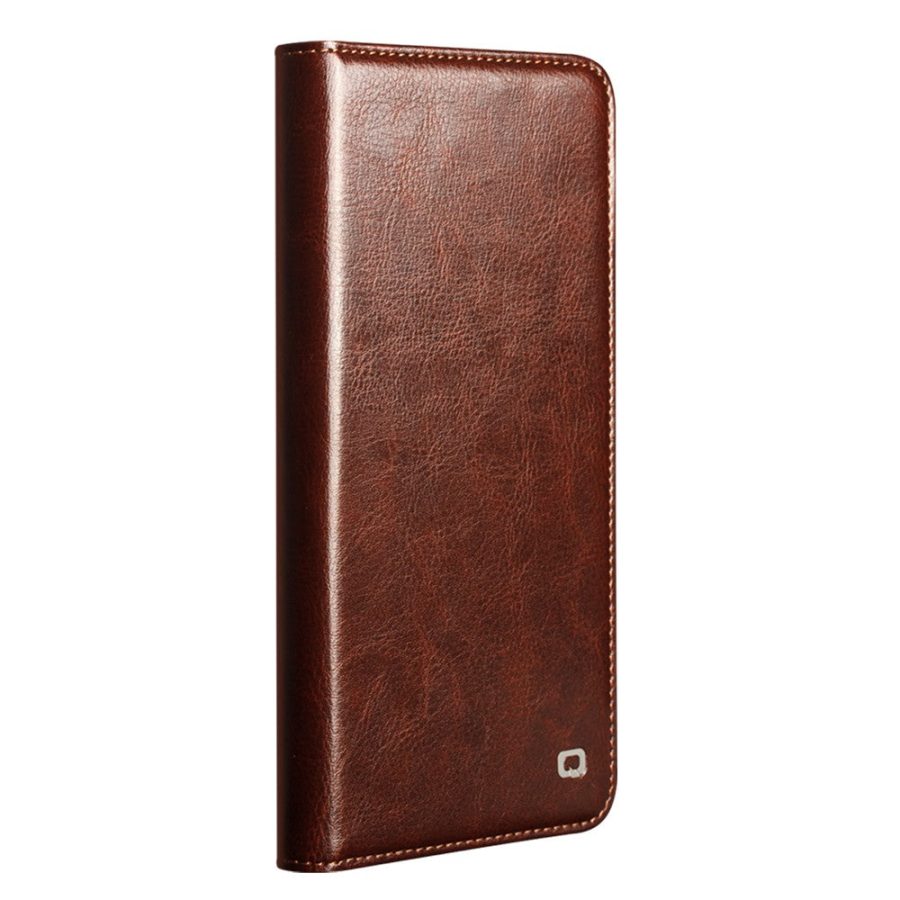 6601199215A-5 QIALINO For Samsung Galaxy S26+ Wallet Case Waxy Genuine Leather Flip Phone Cover by The Case Factory