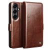 6601199335B-1 QIALINO For Samsung Galaxy S26+ Wallet Case Waxy Genuine Leather Magnetic Closure Flip Phone Cover Brown Galaxy S26+ by The Case Factory