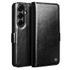 6601199336A-1 QIALINO For Samsung Galaxy S26 Wallet Case Waxy Genuine Leather Magnetic Closure Flip Phone Cover by The Case Factory