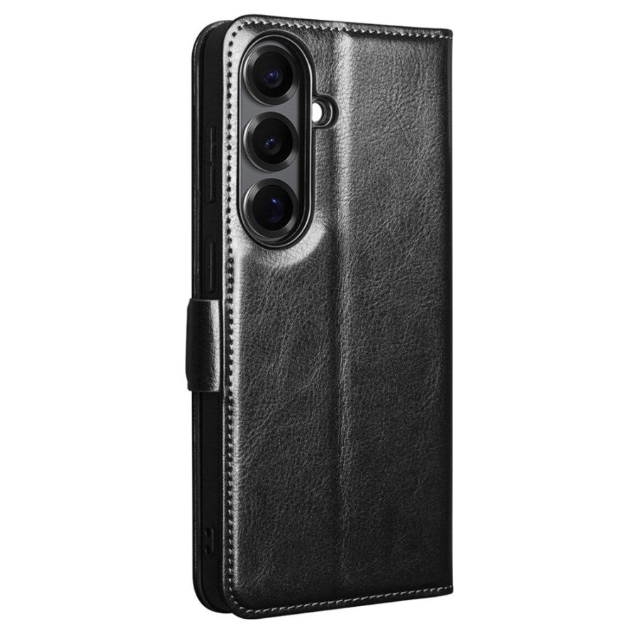 6601199336A-4 QIALINO For Samsung Galaxy S26 Wallet Case Waxy Genuine Leather Magnetic Closure Flip Phone Cover by The Case Factory