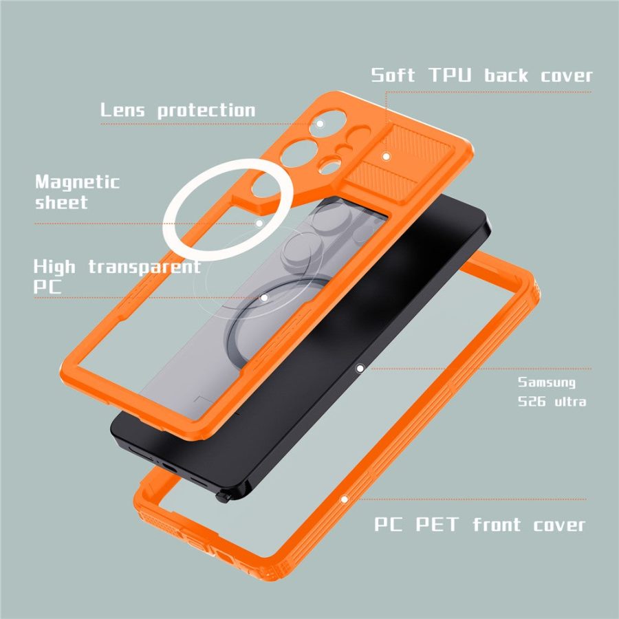 6601199421A-7 REDPEPPER For Samsung Galaxy S26 Ultra IP68 Waterproof Case Clear Magnetic Phone Cover by The Case Factory