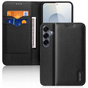 DUX DUCIS Hivo Series For Samsung Galaxy S26+ Case Cowhide Leather RFID Blocking Wallet Stand Flip Phone Cover Black Galaxy S26+ by The Case Factory