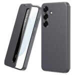For Samsung Galaxy S26+ Case Smart View Window Leather Phone Cover Grey Galaxy S26+ by The Case Factory