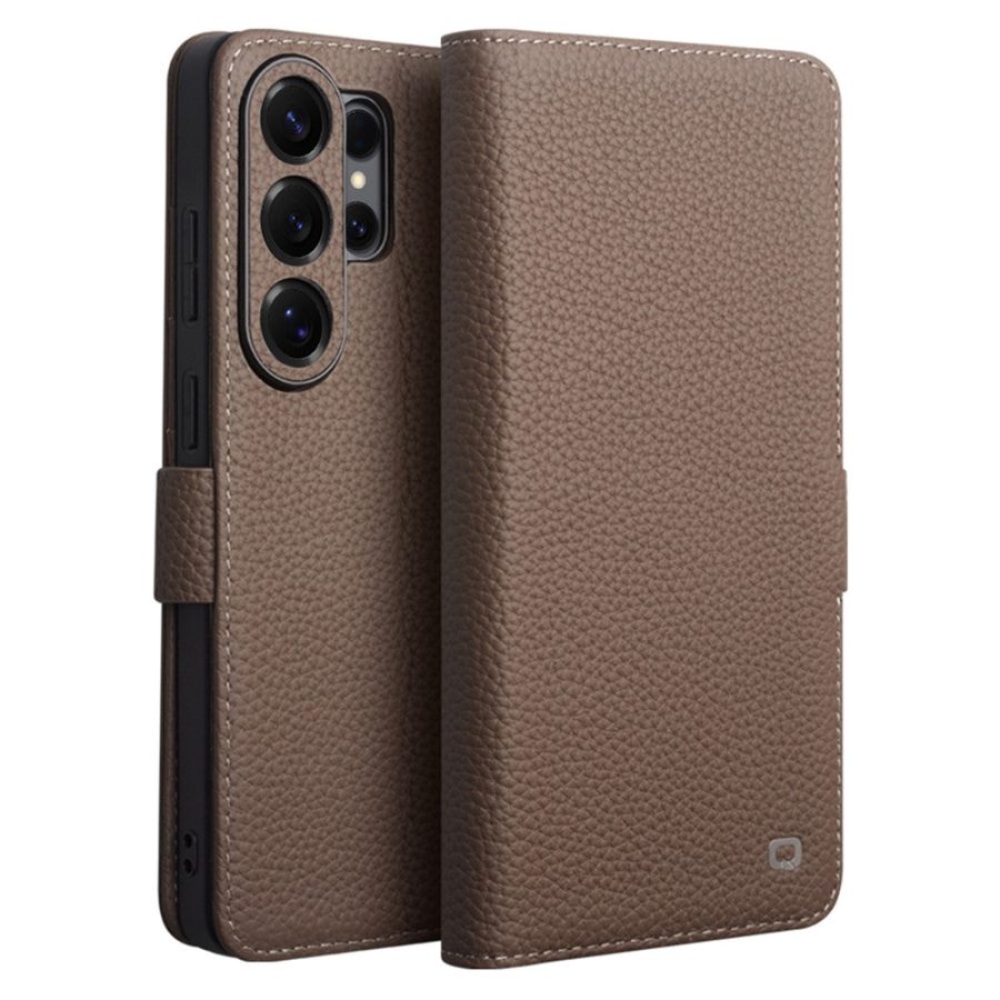 6601200828A-1 QIALINO For Samsung Galaxy S26 Ultra Wallet Case Litchi Genuine Leather Magnetic Closure Flip Phone Cover by The Case Factory