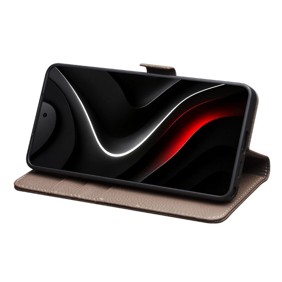 6601200828A-2 QIALINO For Samsung Galaxy S26 Ultra Wallet Case Litchi Genuine Leather Magnetic Closure Flip Phone Cover by The Case Factory