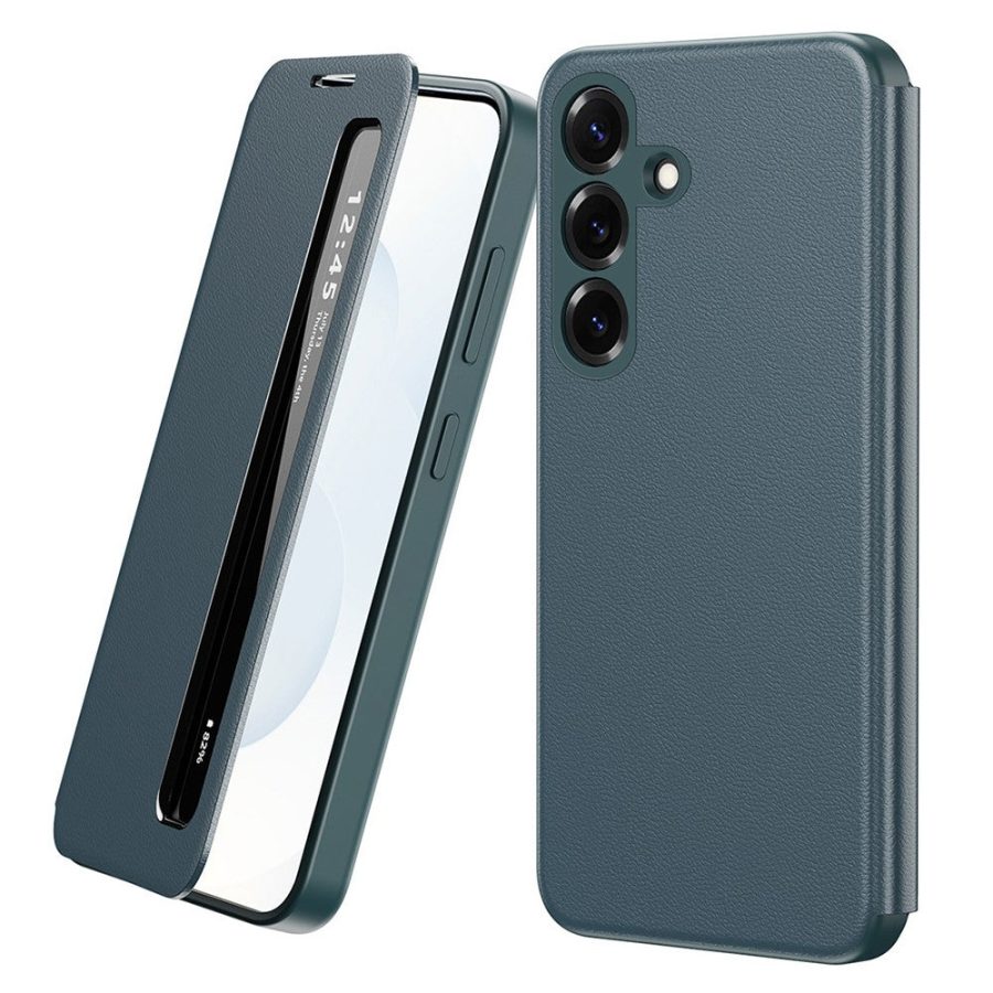6601202094D-1 For Samsung Galaxy S26 / S26 Pro Case Smart View Window Leather Phone Cover Green by The Case Factory