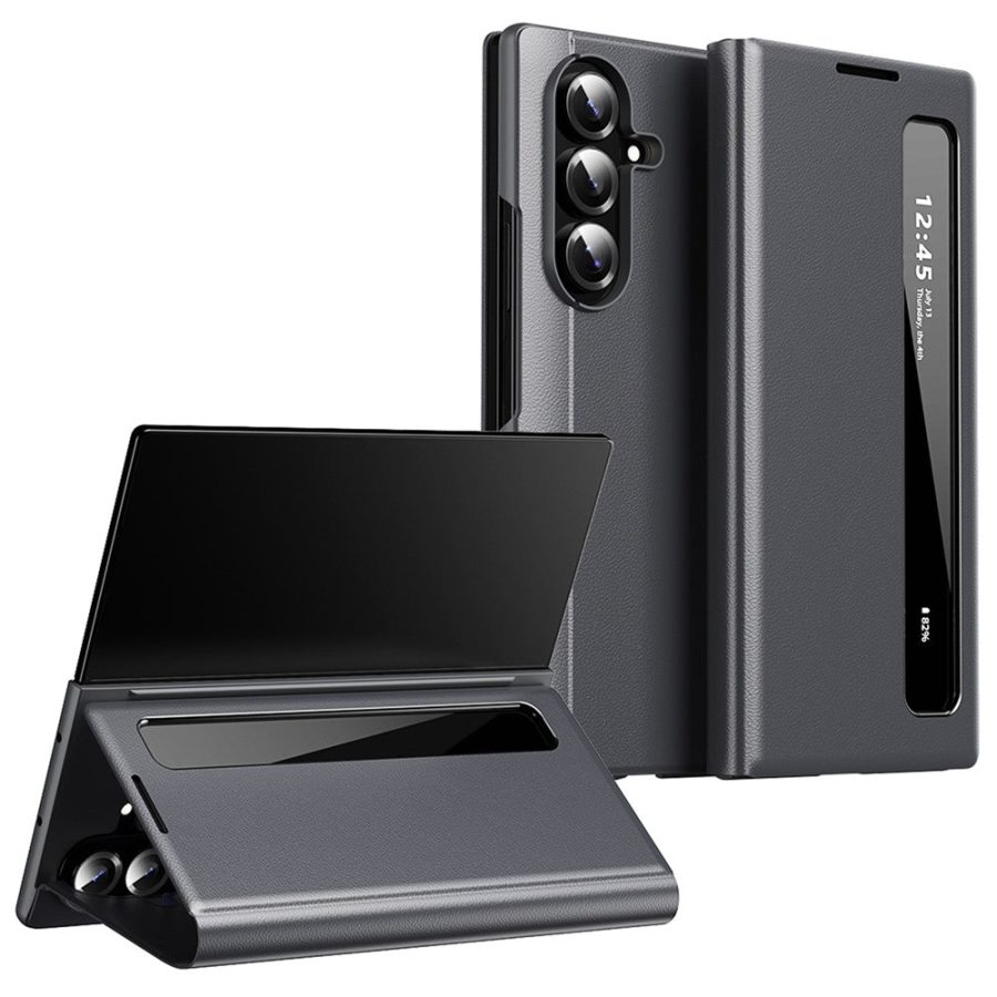 6601202389B-1 For Samsung Galaxy Z Fold7 5G Case Smart View Window Leather Phone Cover Grey Galaxy Z Fold7 by The Case Factory