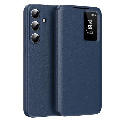 6601202390A-1 For Samsung Galaxy S26 / S26 Pro Case with Card Holder Smart View Window Leather Phone Cover Sapphire by The Case Factory