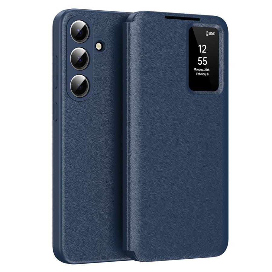 6601202390A-1 For Samsung Galaxy S26 / S26 Pro Case with Card Holder Smart View Window Leather Phone Cover Sapphire by The Case Factory