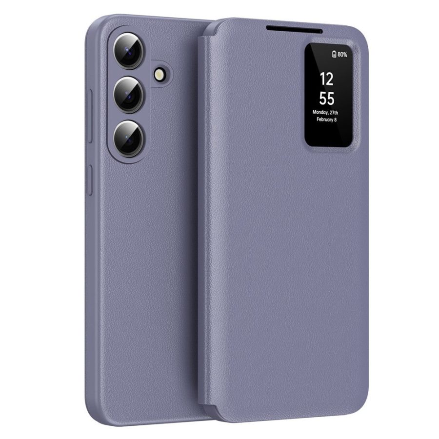 6601202390E-1 For Samsung Galaxy S26 / S26 Pro Case with Card Holder Smart View Window Leather Phone Cover Purple by The Case Factory