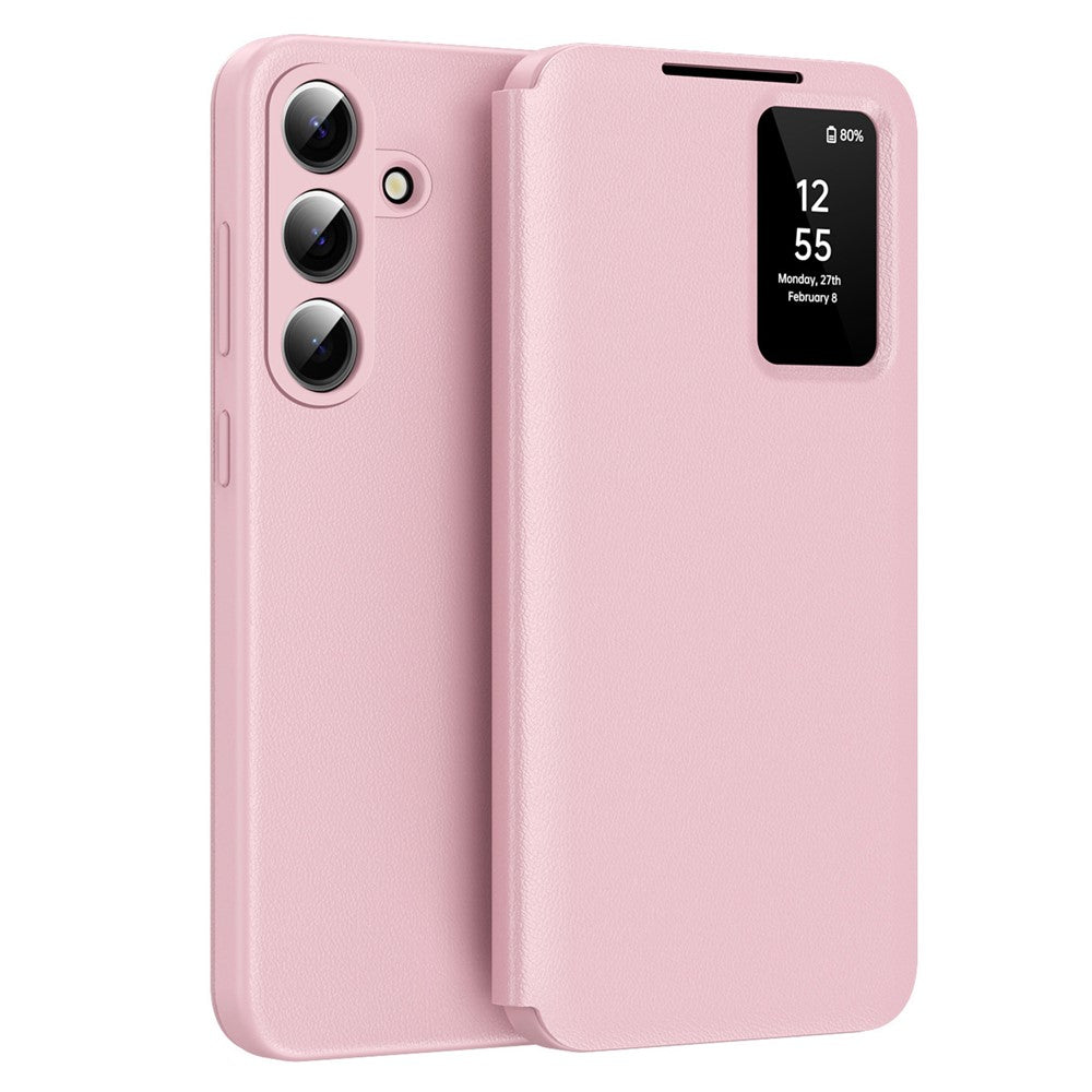 For Samsung Galaxy S26+ Case with Card Holder Smart View Window Leather Phone Cover Pink Galaxy S26+ by The Case Factory