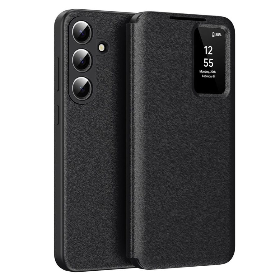 6601202391C-1 For Samsung Galaxy S26+ Case with Card Holder Smart View Window Leather Phone Cover Black Galaxy S26+ by The Case Factory