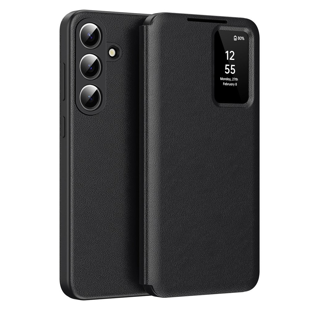 For Samsung Galaxy S26+ Case with Card Holder Smart View Window Leather Phone Cover Black Galaxy S26+ by The Case Factory