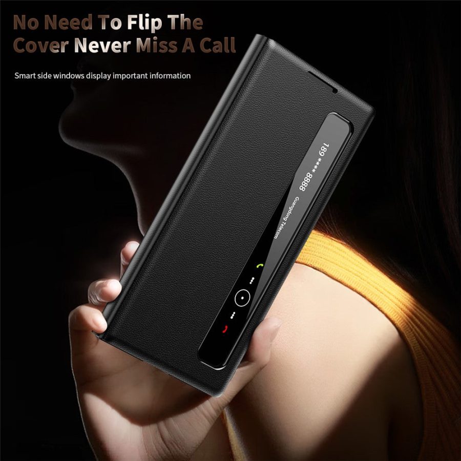 6601202501A-3 For Samsung Galaxy Z Fold6 5G Case Smart View Window Leather Phone Cover by The Case Factory