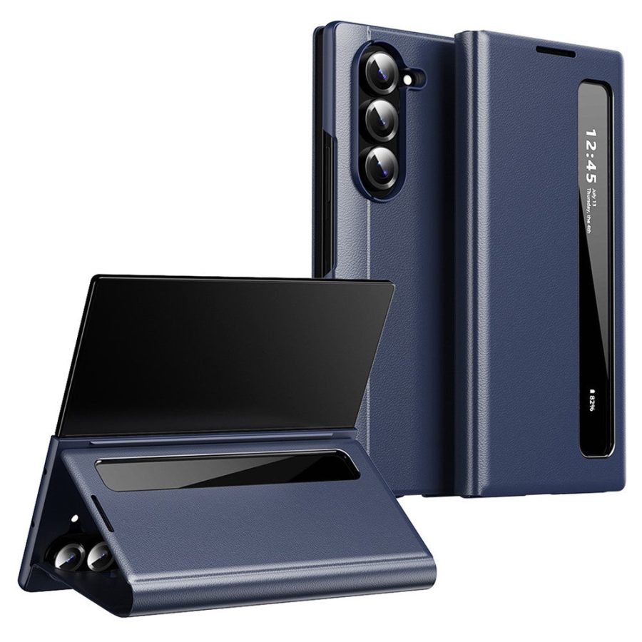 6601202502C-1 For Samsung Galaxy Z Fold5 5G Case Smart View Window Leather Phone Cover Sapphire Galaxy Z Fold5 by The Case Factory
