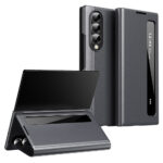 For Samsung Galaxy Z Fold4 5G Case Smart View Window Leather Phone Cover Grey Galaxy Z Fold4 by The Case Factory