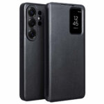 QIALINO For Samsung Galaxy S26 Ultra Wallet Case Genuine Leather Flip Phone Cover with Smart View Window Black Galaxy S26 Ultra by The Case Factory