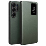 QIALINO For Samsung Galaxy S26 Ultra Wallet Case Genuine Leather Flip Phone Cover with Smart View Window Green Galaxy S26 Ultra by The Case Factory