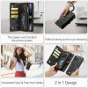 101123266A-10 CASEME For iPhone 12 Pro Max Case 2-in-1 Detachable Magnetic Zipper Wallet Vegan Leather Flip Cover