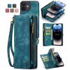 101123267C-1 CASEME For iPhone 12 Case 2-in-1 Detachable Magnetic Zipper Wallet Vegan Leather Flip Cover