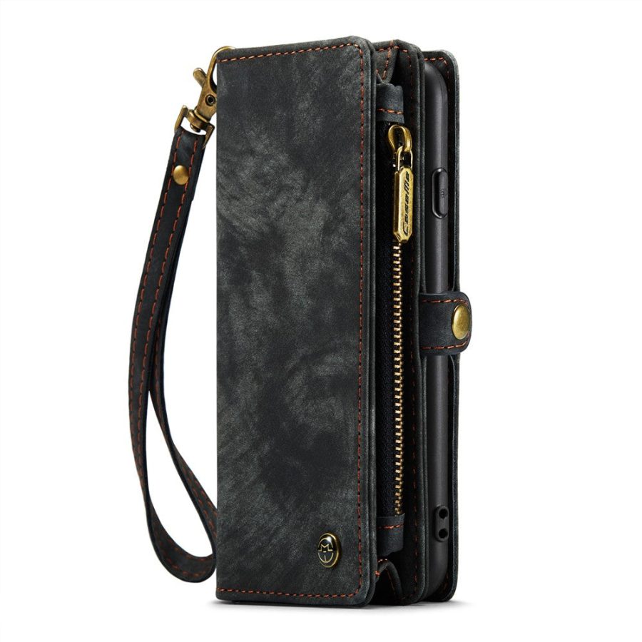 CASEME For iPhone 12 Mini Case 2-in-1 Detachable Magnetic Zipper Wallet Vegan Leather Flip Cover