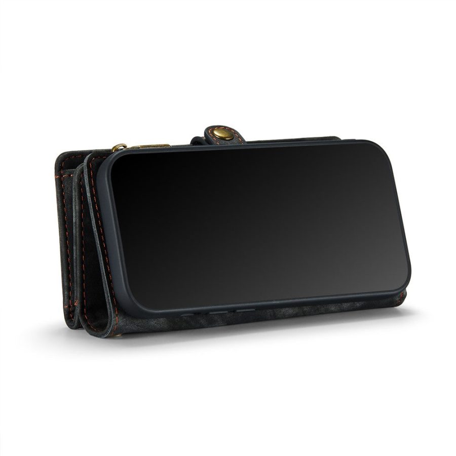CASEME For iPhone 12 Mini Case 2-in-1 Detachable Magnetic Zipper Wallet Vegan Leather Flip Cover
