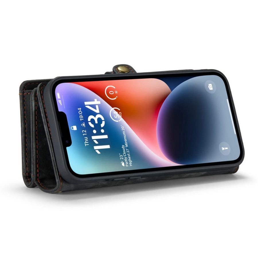 101130089C-5 CASEME For iPhone 13 Mini Case 2-in-1 Detachable Magnetic Zipper Wallet Vegan Leather Flip Cover