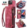 101130089D-1 CASEME For iPhone 13 Mini Case 2-in-1 Detachable Magnetic Zipper Wallet Vegan Leather Flip Cover