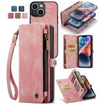 CASEME For iPhone 13 Mini Case 2-in-1 Detachable Magnetic Zipper Wallet Vegan Leather Flip Cover