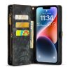CASEME For iPhone 13 Case 2-in-1 Detachable Magnetic Zipper Wallet Vegan Leather Flip Cover