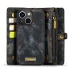 CASEME For iPhone 13 Case 2-in-1 Detachable Magnetic Zipper Wallet Vegan Leather Flip Cover
