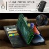 CASEME For iPhone 13 Case 2-in-1 Detachable Magnetic Zipper Wallet Vegan Leather Flip Cover