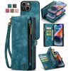 CASEME For iPhone 13 Case 2-in-1 Detachable Magnetic Zipper Wallet Vegan Leather Flip Cover