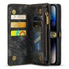 CASEME For iPhone 13 Pro Max Case 2-in-1 Detachable Magnetic Zipper Wallet Vegan Leather Flip Cover