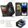 CASEME For iPhone 13 Pro Max Case 2-in-1 Detachable Magnetic Zipper Wallet Vegan Leather Flip Cover