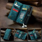 CASEME For Samsung Galaxy S22 Case 2-in-1 Detachable Magnetic Zipper Wallet Vegan Leather Flip Cover