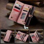 CASEME For Samsung Galaxy S22 Case 2-in-1 Detachable Magnetic Zipper Wallet Vegan Leather Flip Cover