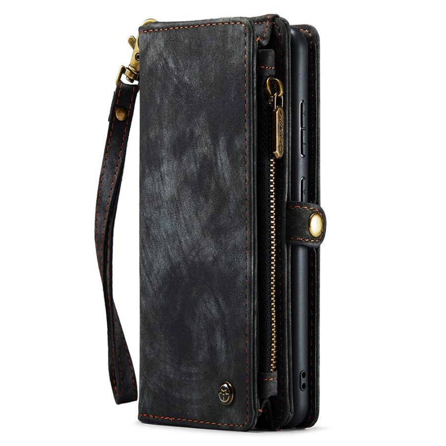 101244707A-2 CASEME For Samsung Galaxy S22+ Case 2-in-1 Detachable Magnetic Zipper Wallet Vegan Leather Flip Cover