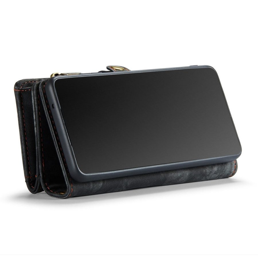 101244707A-6 CASEME For Samsung Galaxy S22+ Case 2-in-1 Detachable Magnetic Zipper Wallet Vegan Leather Flip Cover