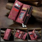 CASEME For Samsung Galaxy S22+ Case 2-in-1 Detachable Magnetic Zipper Wallet Vegan Leather Flip Cover