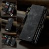 101244721A-1 CASEME For Samsung Galaxy S22 Ultra Case 2-in-1 Detachable Magnetic Zipper Wallet Vegan Leather Flip Cover