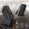 101244721A-11 CASEME For Samsung Galaxy S22 Ultra Case 2-in-1 Detachable Magnetic Zipper Wallet Vegan Leather Flip Cover
