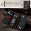 101244721A-15 CASEME For Samsung Galaxy S22 Ultra Case 2-in-1 Detachable Magnetic Zipper Wallet Vegan Leather Flip Cover